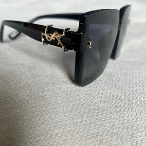 Black YSL Logo Accent Women's Sunglasses, comes with box,dust bag & accessories